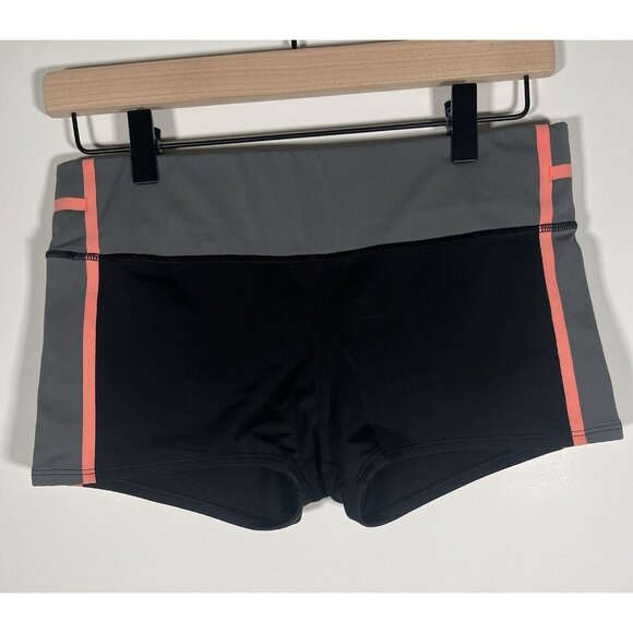 Athleta athletic surf short shorts black gray pink sz S wide waist band - Picture 1 of 8